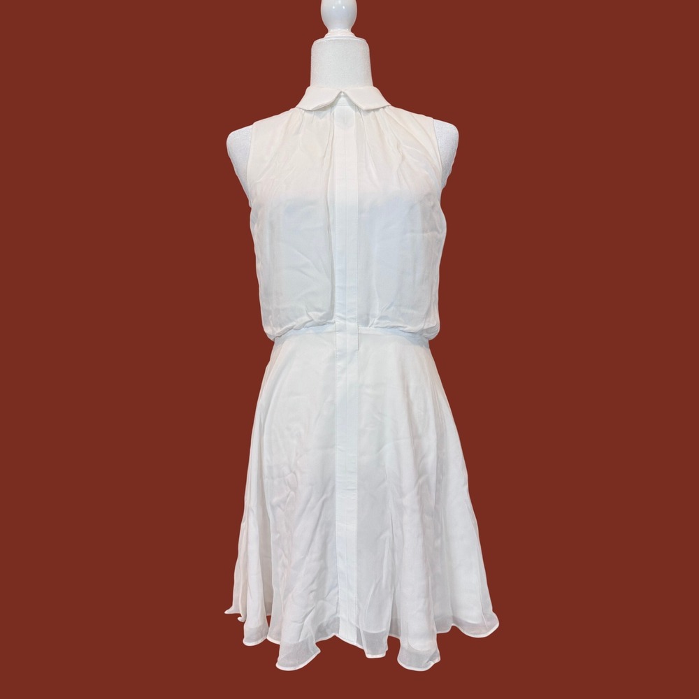 Reiss Allie Sleeveless Shirt Dress Womens 4 White Excellent Mini Collared Skirt